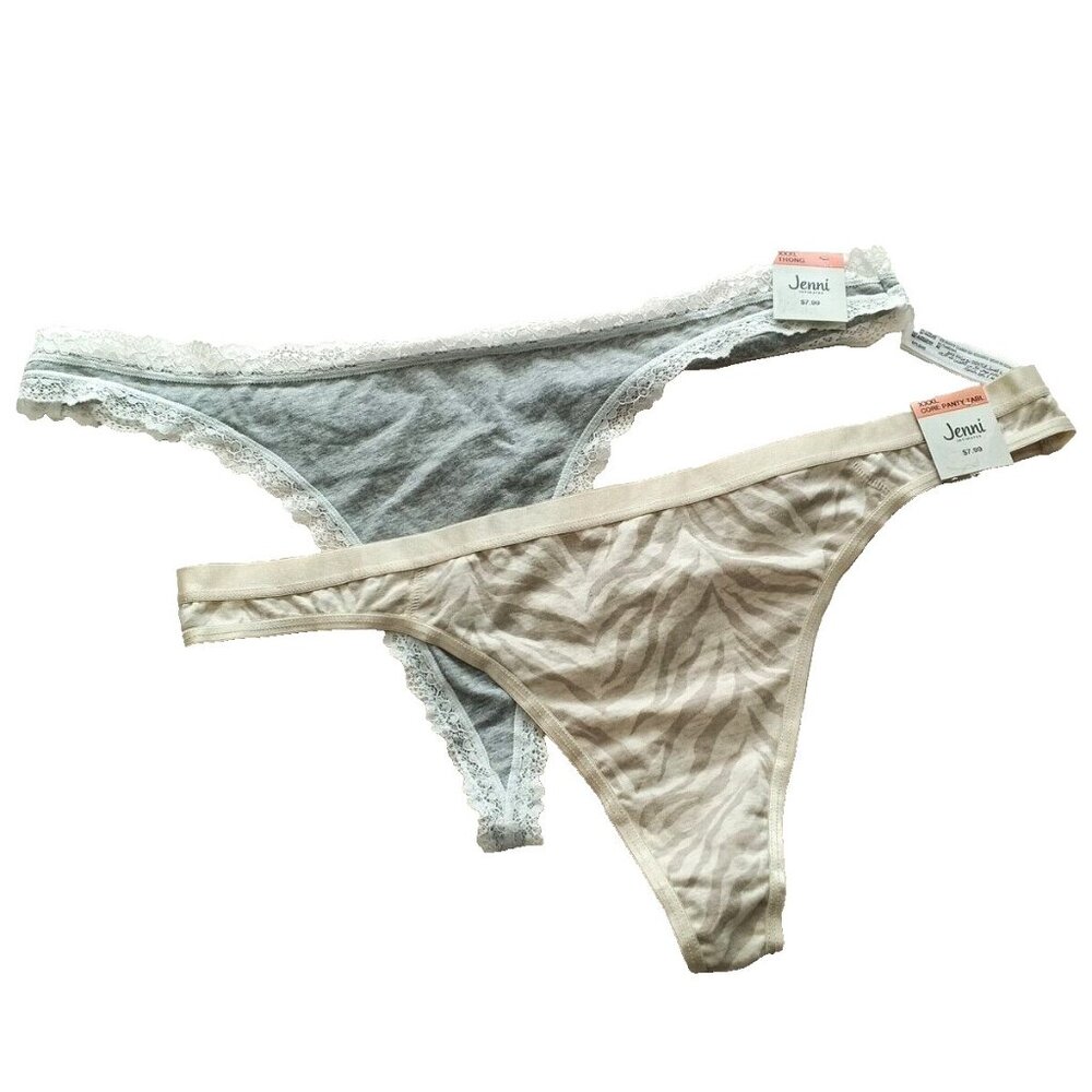NWT Thong 2-Pack Size 3XL JENNI INTIMATES Cotton Blend